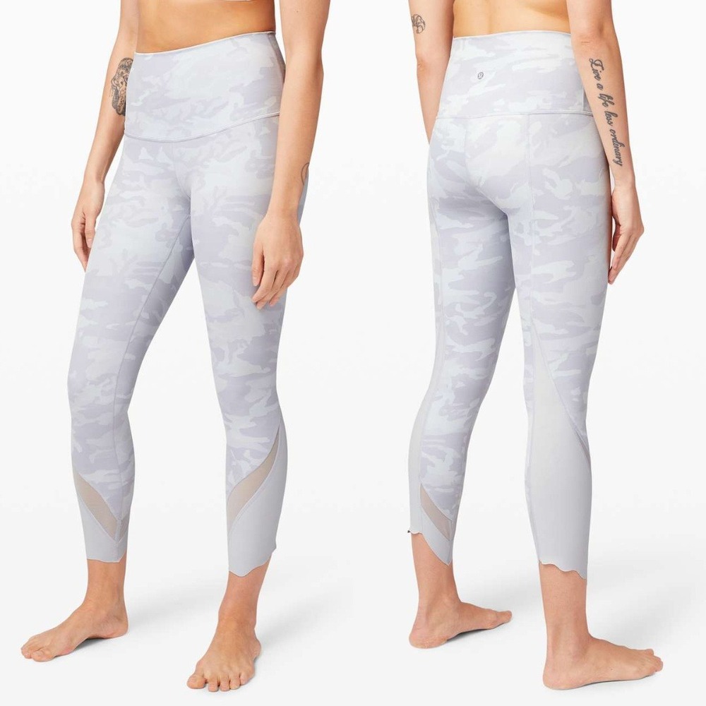 Lululemon Camo Wunder‎ Under Crop High Rise Roll Down Scallop Full On Luxtreme